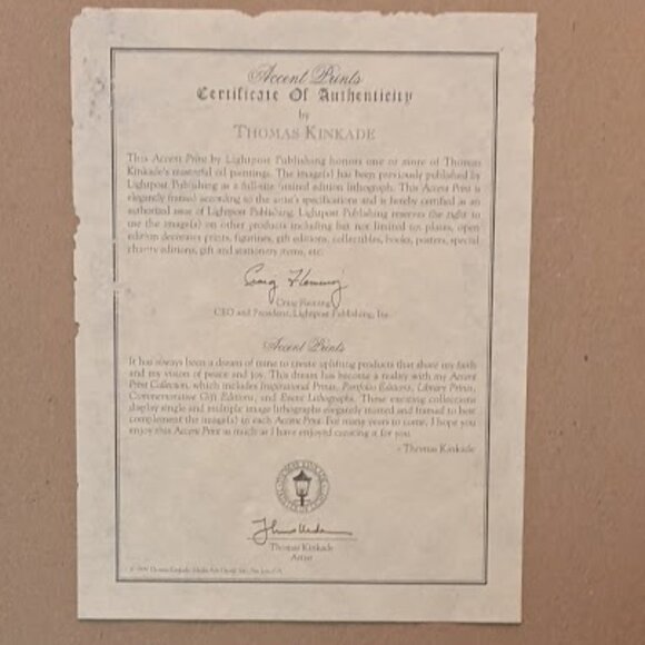 O1 THOMAS KINKADE Art Print Title "The Garden of Promise" with COA - Picture 5 of 6